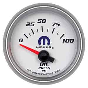 Officially Licensed Mopar Oil Pressure Gauge 2-1/16" Electrical (Short Sweep)