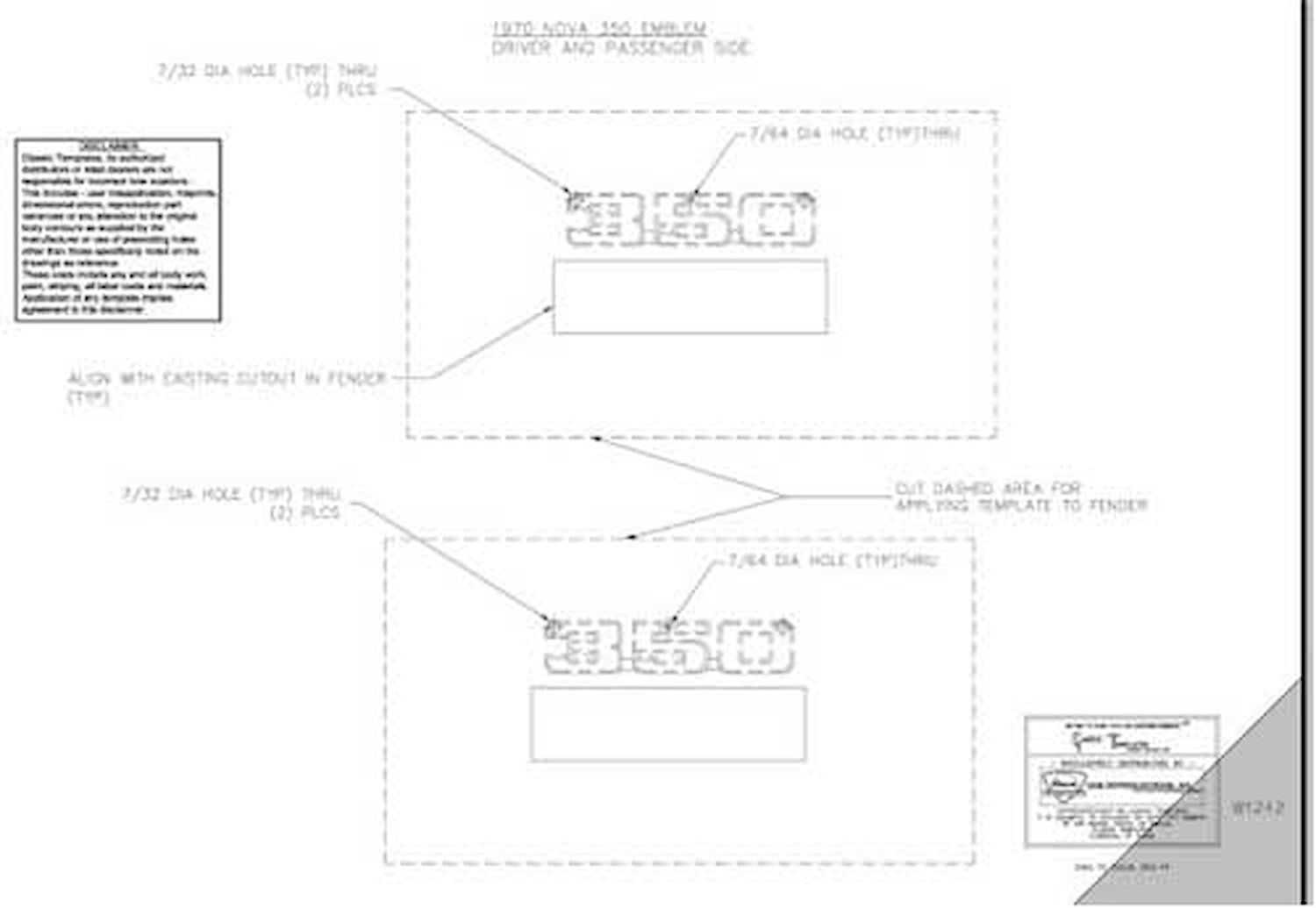 70 Nova 350 Fender Emblem Template Kit