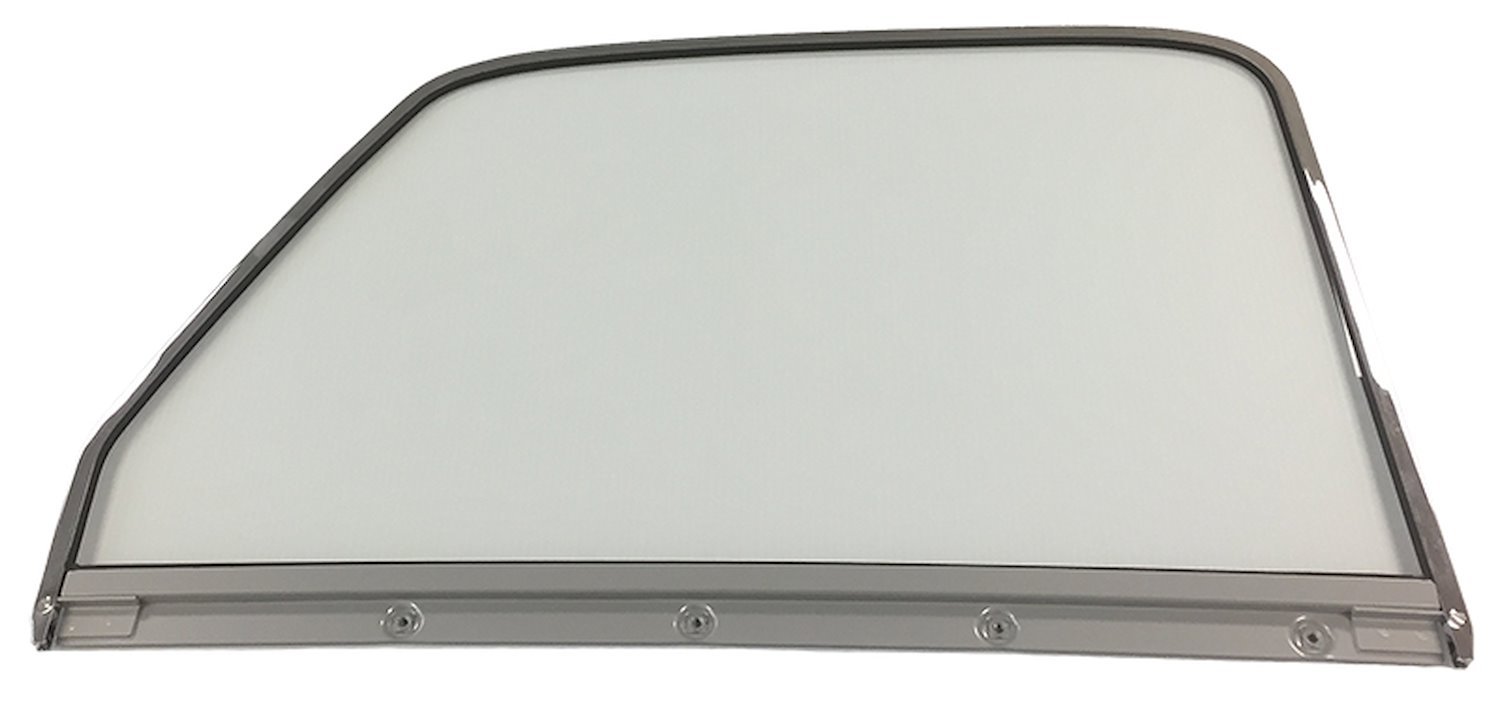 47-50 CV PU Door Glass w/Frame RH Chrome