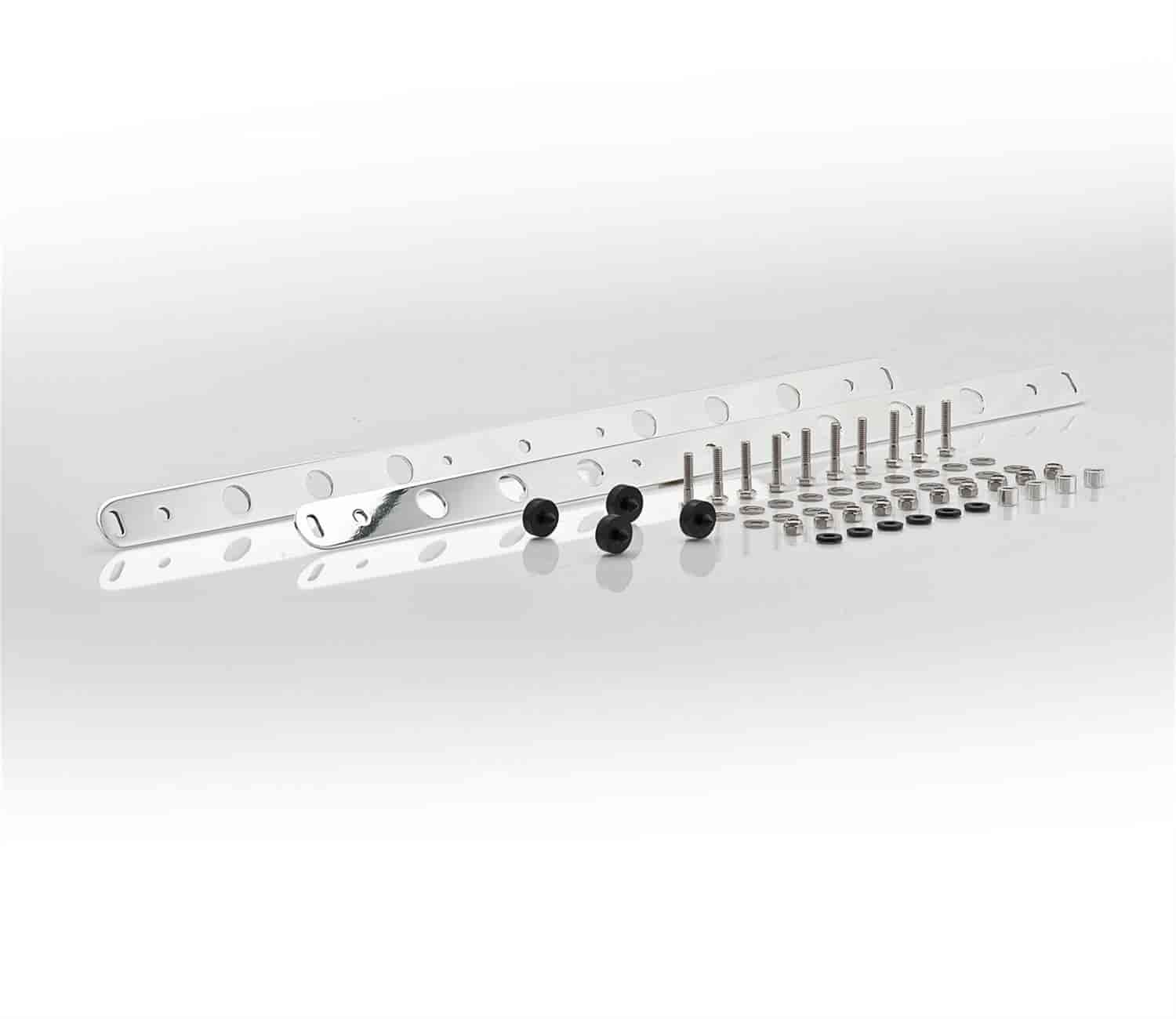 Aluminum Vertical-style Fan Mounting Brackets For Shrouded Dual 11" Fan Installation on 1964-67 GTO Tall Downflow Radiator