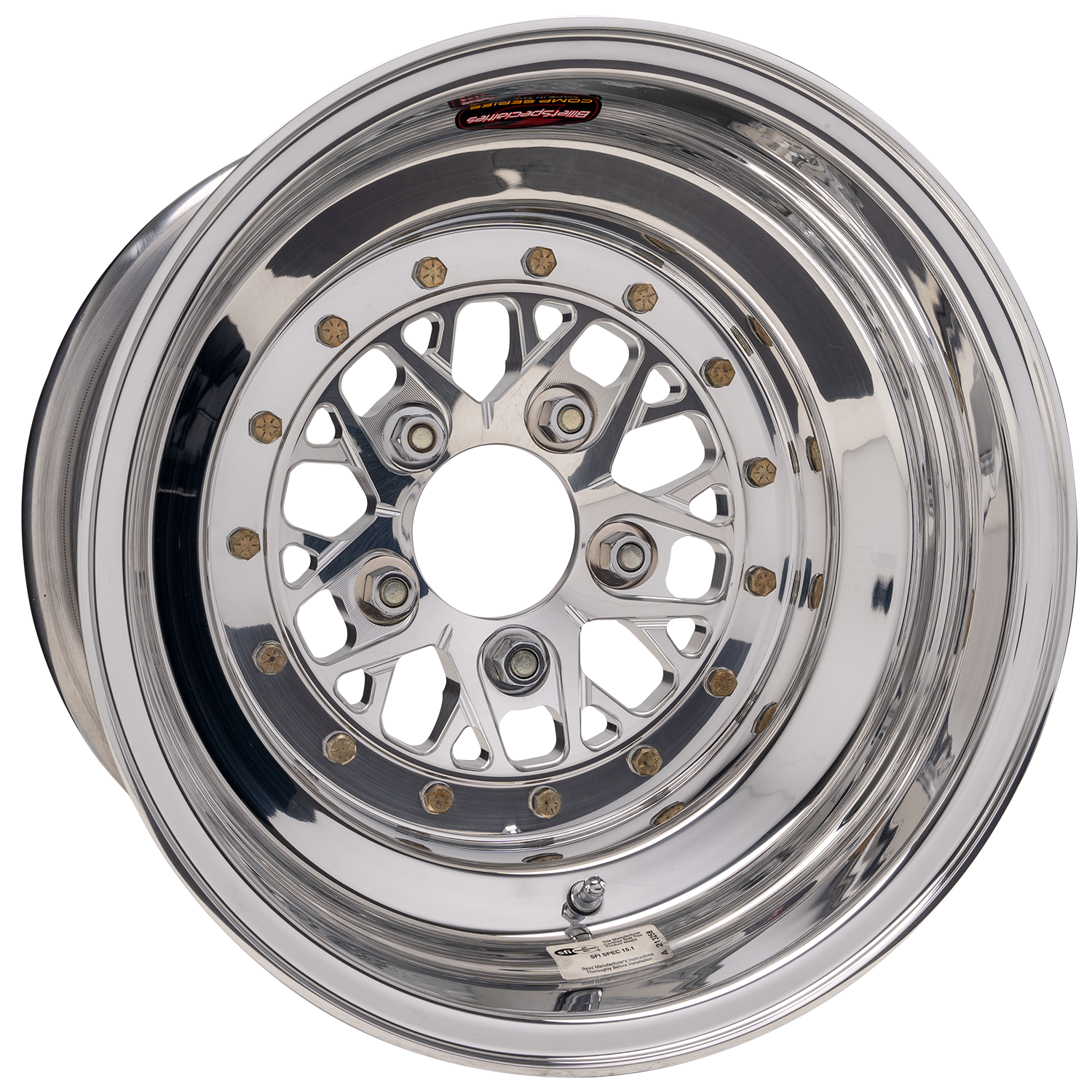 COMP 8 Wheel, Size: 15" x 15", Bolt Pattern: 5" x 4.50", Offset: 65 mm [Polished Finish]