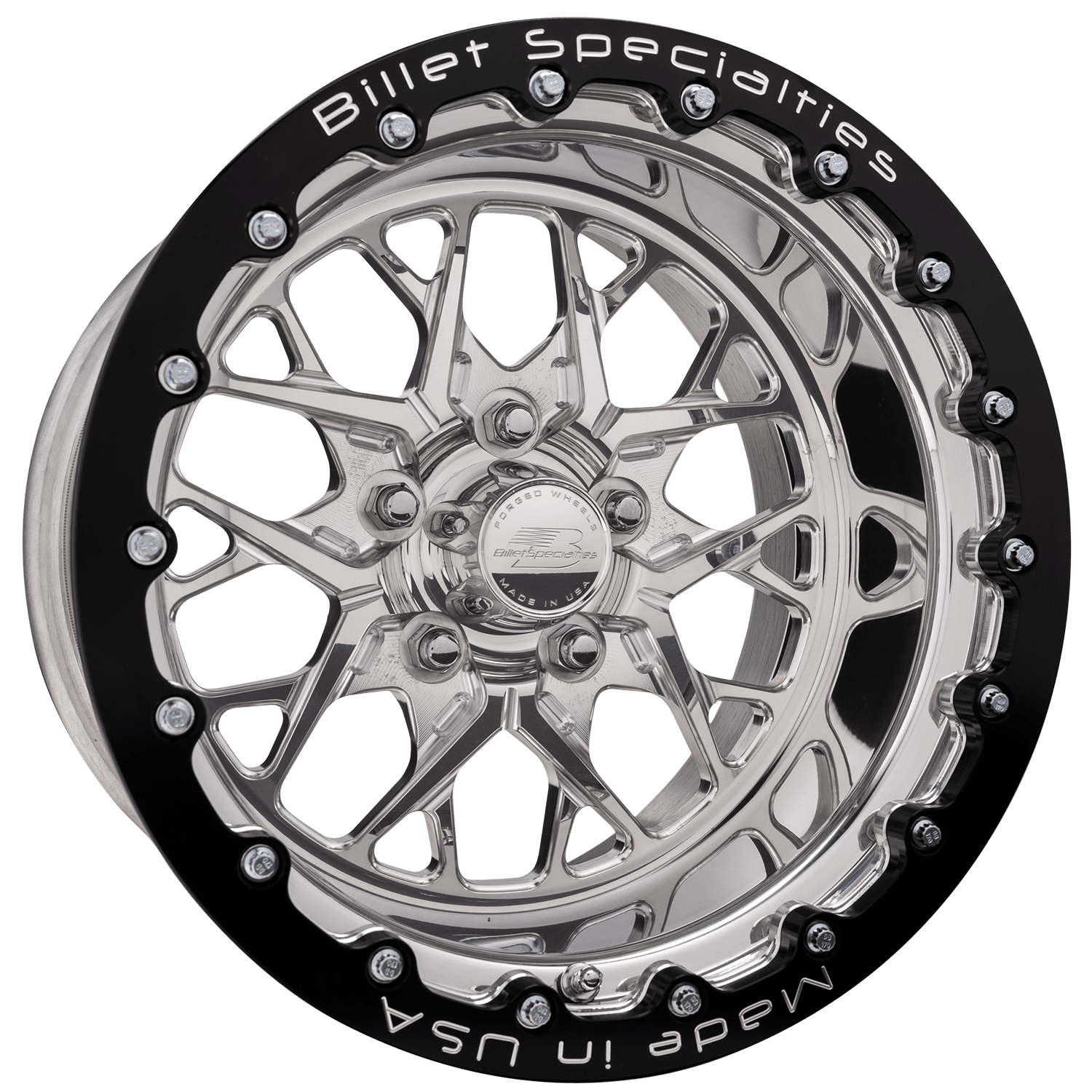 REDLINE Single-Beadlock Front Wheel, Size: 15" x 10", Bolt Pattern: 5 x 120 mm, Offset: 12 mm [Polished]