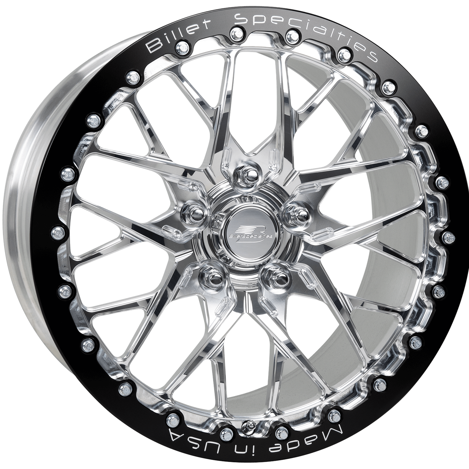 REDLINE Single-Beadlock Monoblock Drag Wheel, Size: 17" x 10", Bolt Pattern: 5" x 4.50", Offset: 65 mm [Polished]