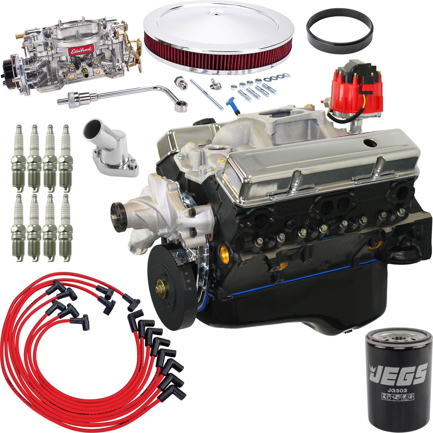 Chevy Small Block 350ci Dress Crate Engine Kit 325HP 375TQ w/Cast Iron Heads