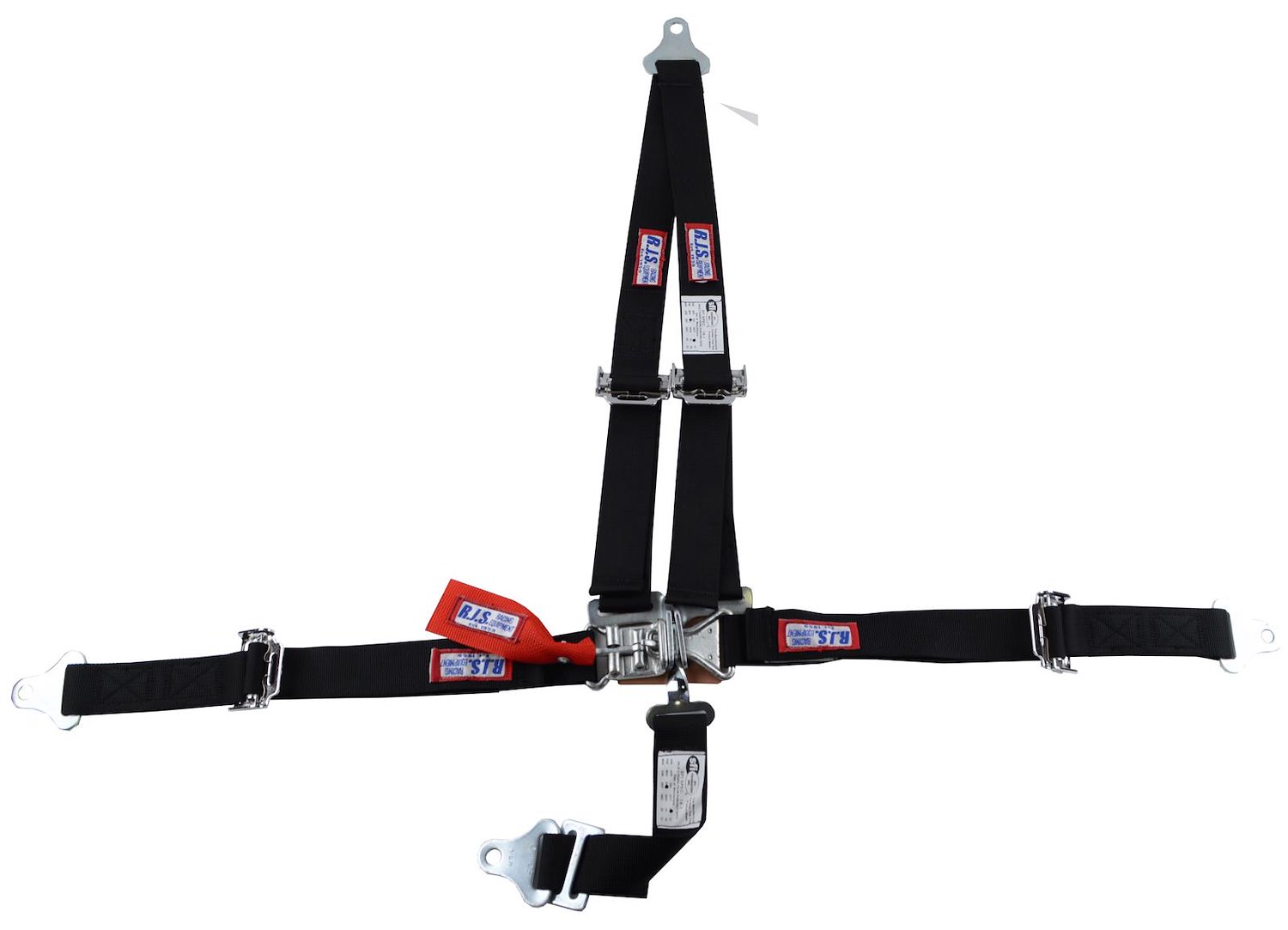 SFI 16.1 L&L HARNESS 2 PULL UP Lap Belt 2 Shoulder Harness Individual FLOOR Mount 2 DOUBLE Sub ALL WRAP/BOLT ENDS RED