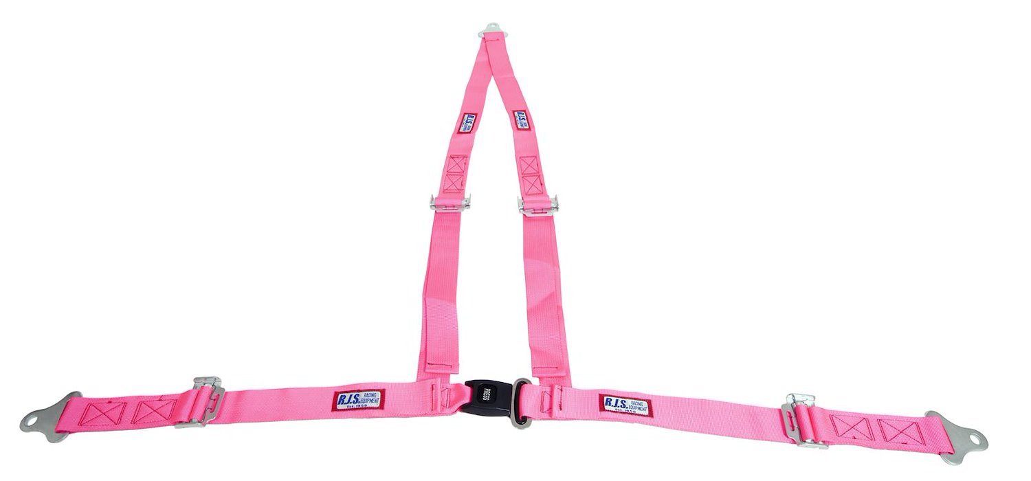 NON-SFI B&T HARNESS 2 PULL DOWN Lap Belt SNAP 2 S.H. INDIVIDUAL FLOOR Mount WRAP/BOLT HOT PINK