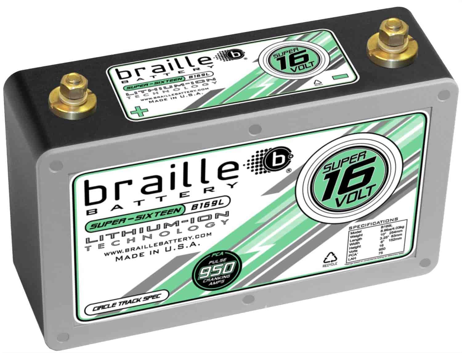 Braille Battery B169L: Lithium 16V Circle Track Battery - JEGS