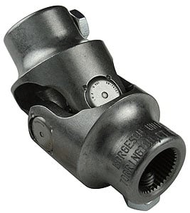Steel single steering universal joint. Fits 3/4" Mustang X 3/4" Smooth bore.