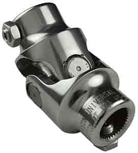 Polished stainless steel single steering universal joint. Fits 9/16"-26 Spline X 3/4" Smooth bore.