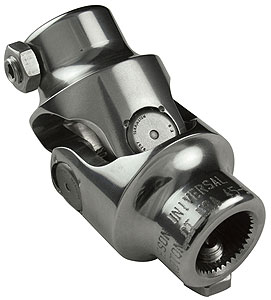 Polished stainless steel single steering universal joint. Fits 3/4" Double-D X 5/8"-36 Spline.