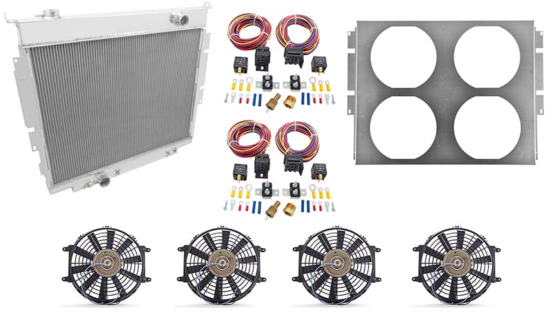 Aluminum Radiator, Shroud, Fans and Wiring Harness Kit