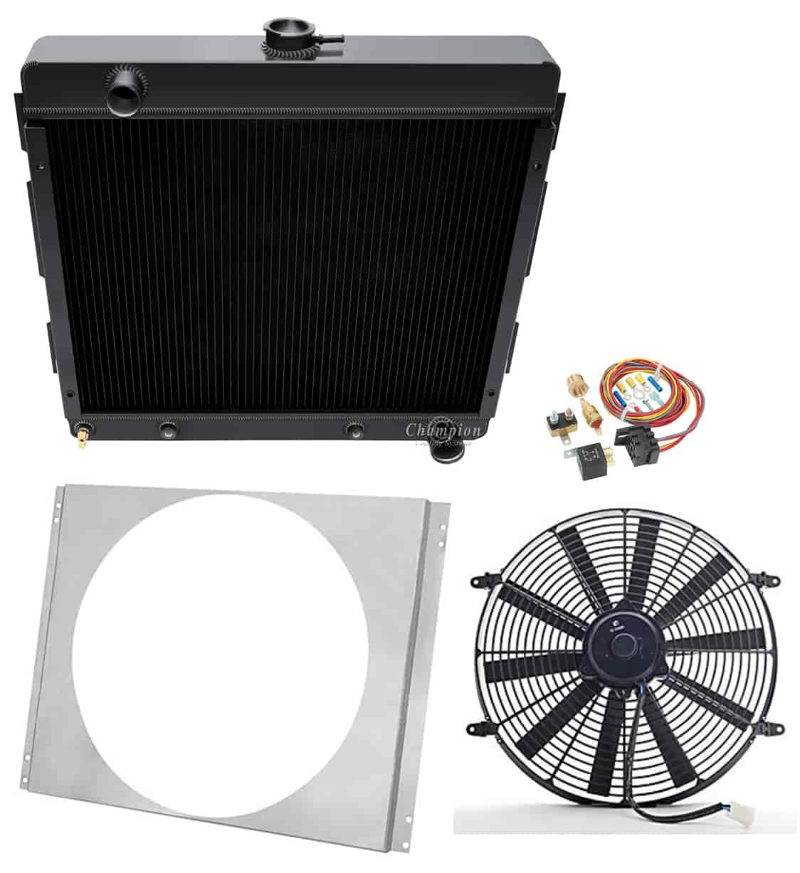 Champion Cooling Systems CC526B-BLKK 3-Row Aluminum Radiator Kit