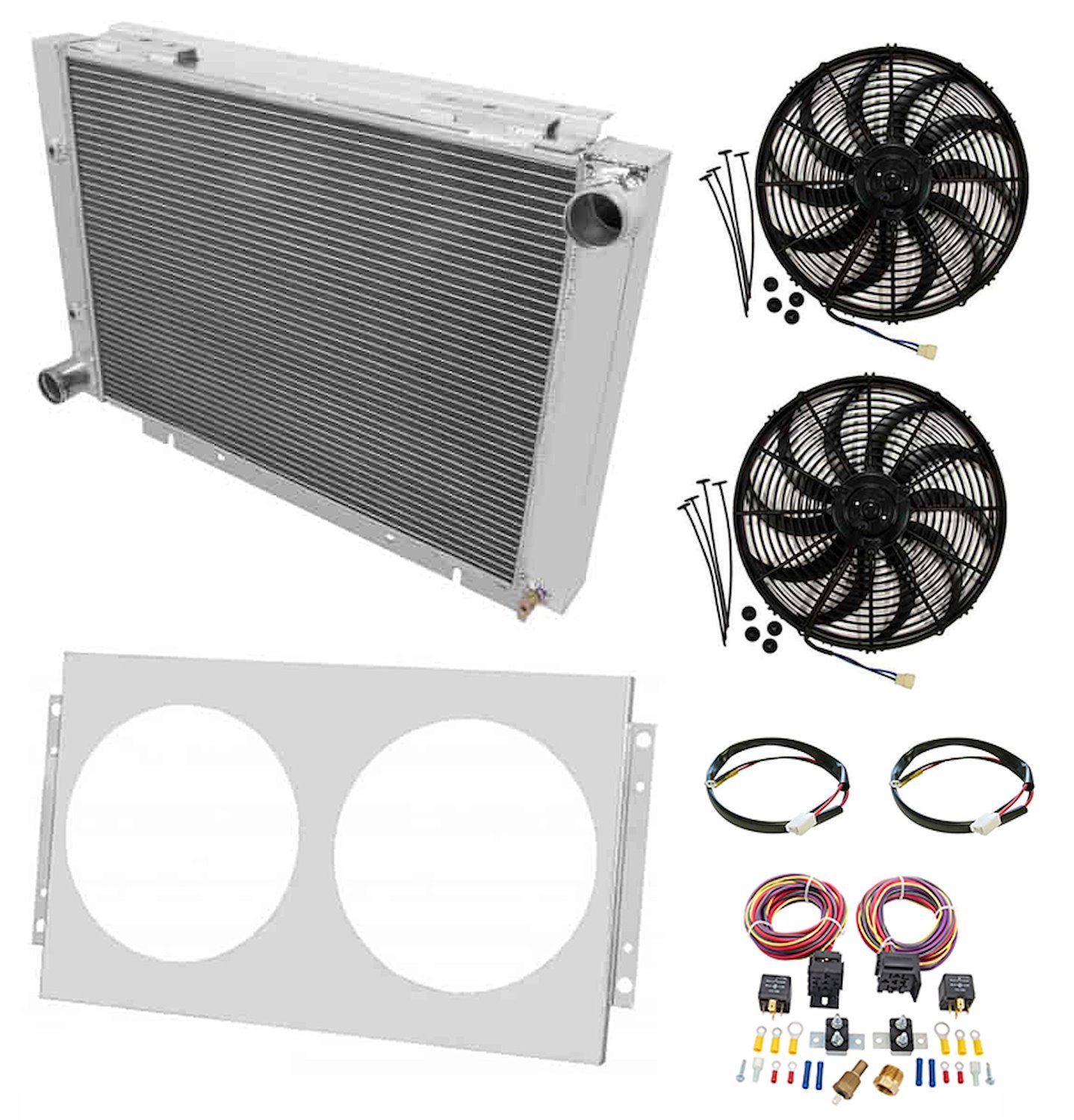 CC6063 All-Aluminum Radiator System Kit for 1960-1963 Ford Galaxie [Dual Fans]