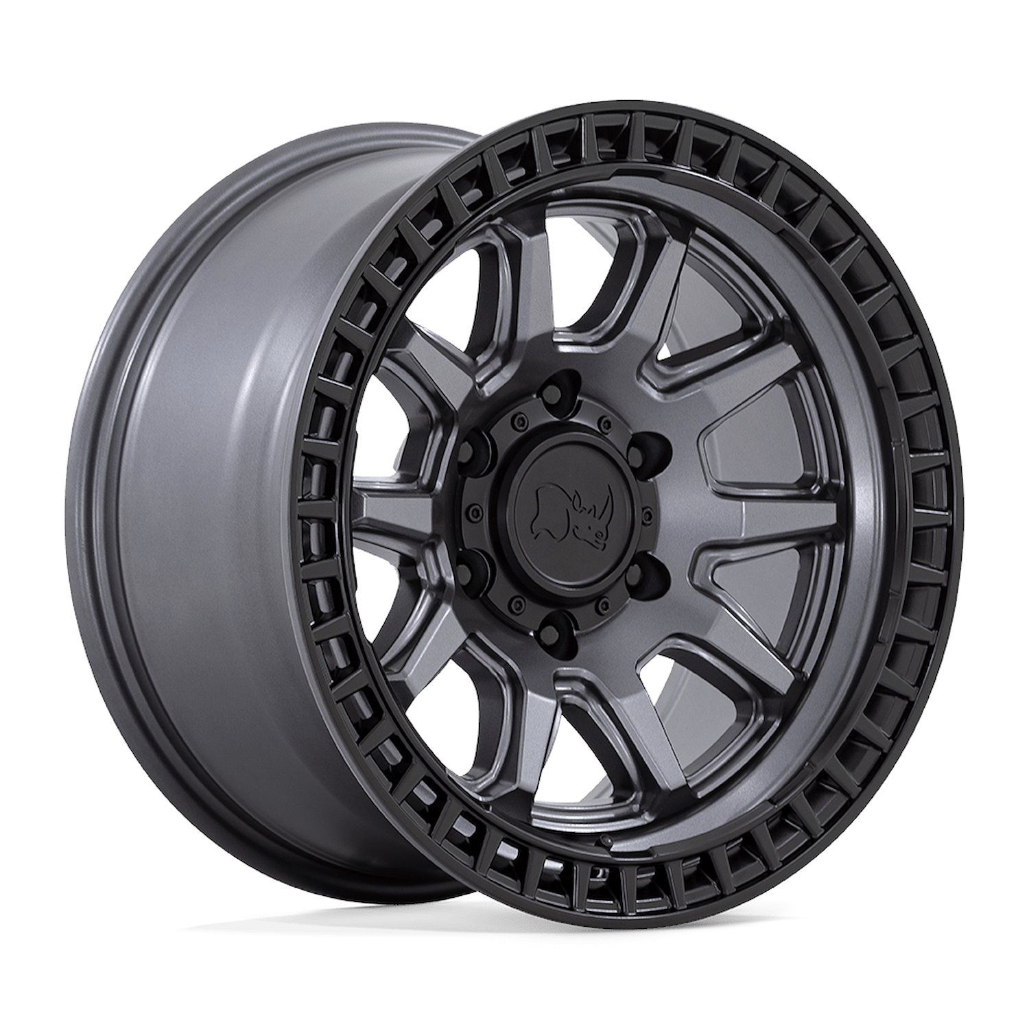 BR001AB17851234 CALICO Wheel [Size: 17" x 8.50"] Matte Gunmetal w/Matte Black Lip