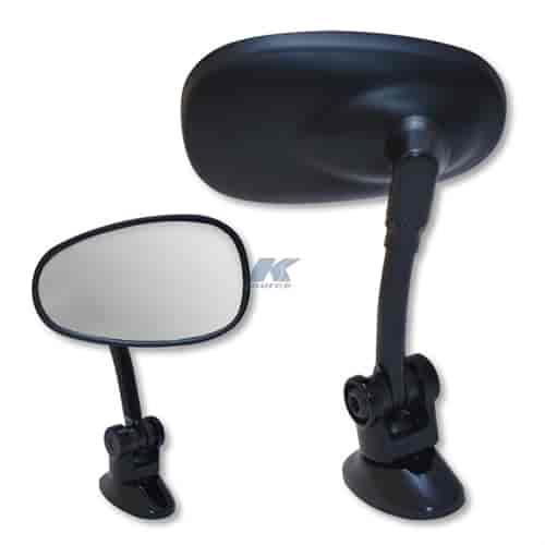 Black universal short stem fairing mount mini oval mirror