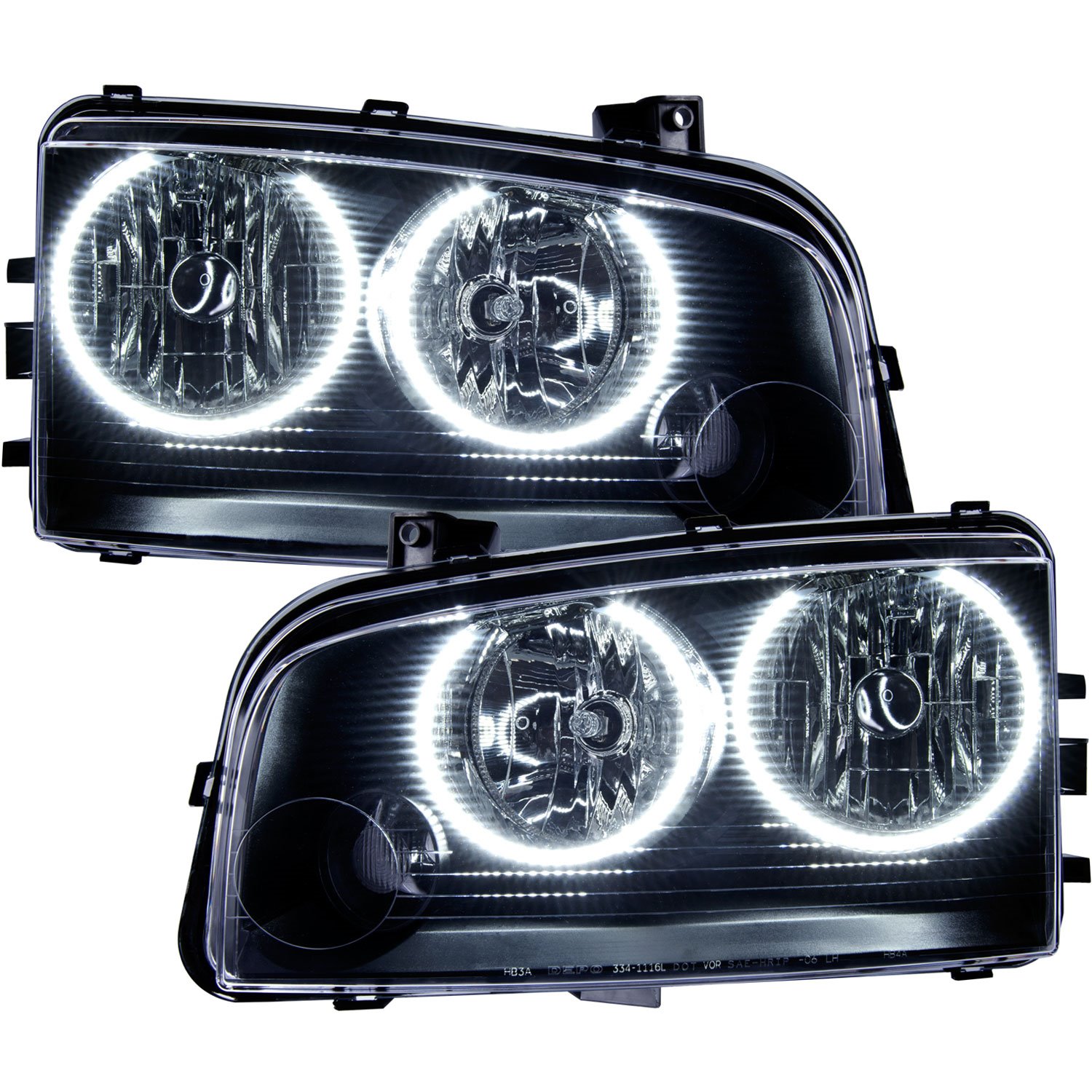 LED HALO Headlight Assembly Comes with preinstalled white LED Halos