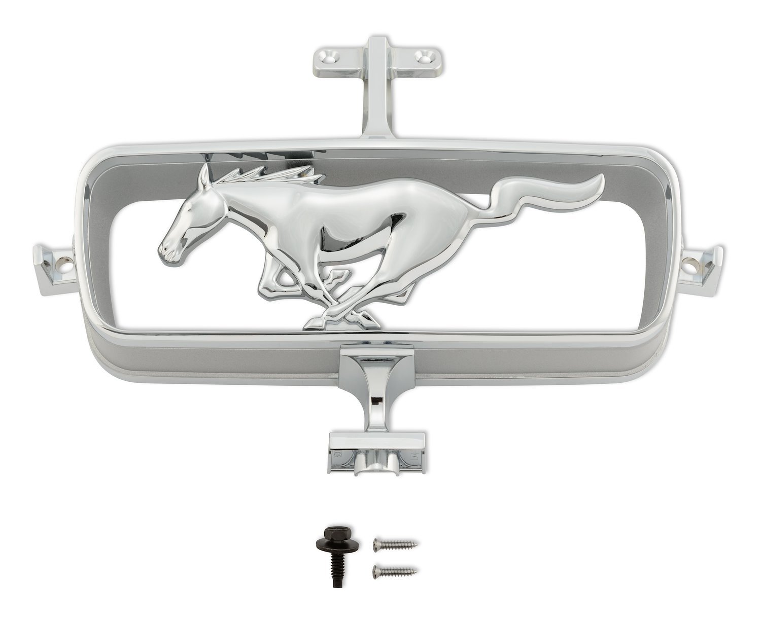 Officially-Licensed Ford Grille Emblem for 1964-1965 Ford Mustang [Right-Facing Horse and Corral Logo] Chrome