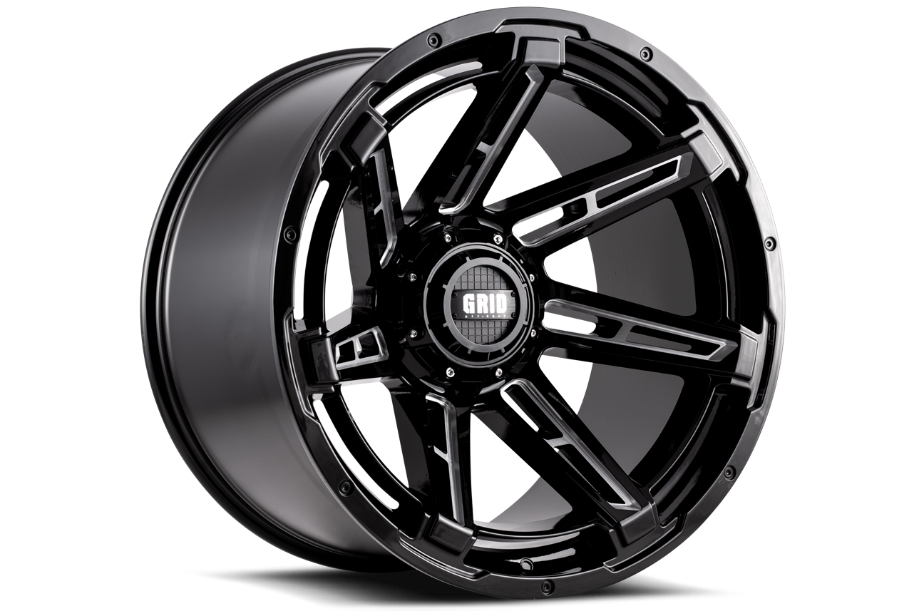 GD12-Series Wheel, Size: 20 x 9 in., Bolt Pattern: 5 x 114.30/127 mm, Offset: 0 mm [Gloss Black/Milled]