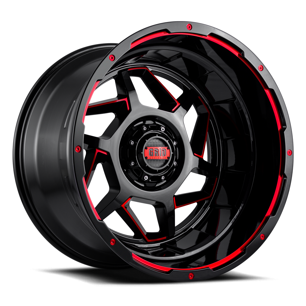 GD14-Series Wheel, Size: 24 x 14 in., Bolt Pattern: 6 x 135/139.70 mm, Offset: -76 mm [Gloss Black/Red]