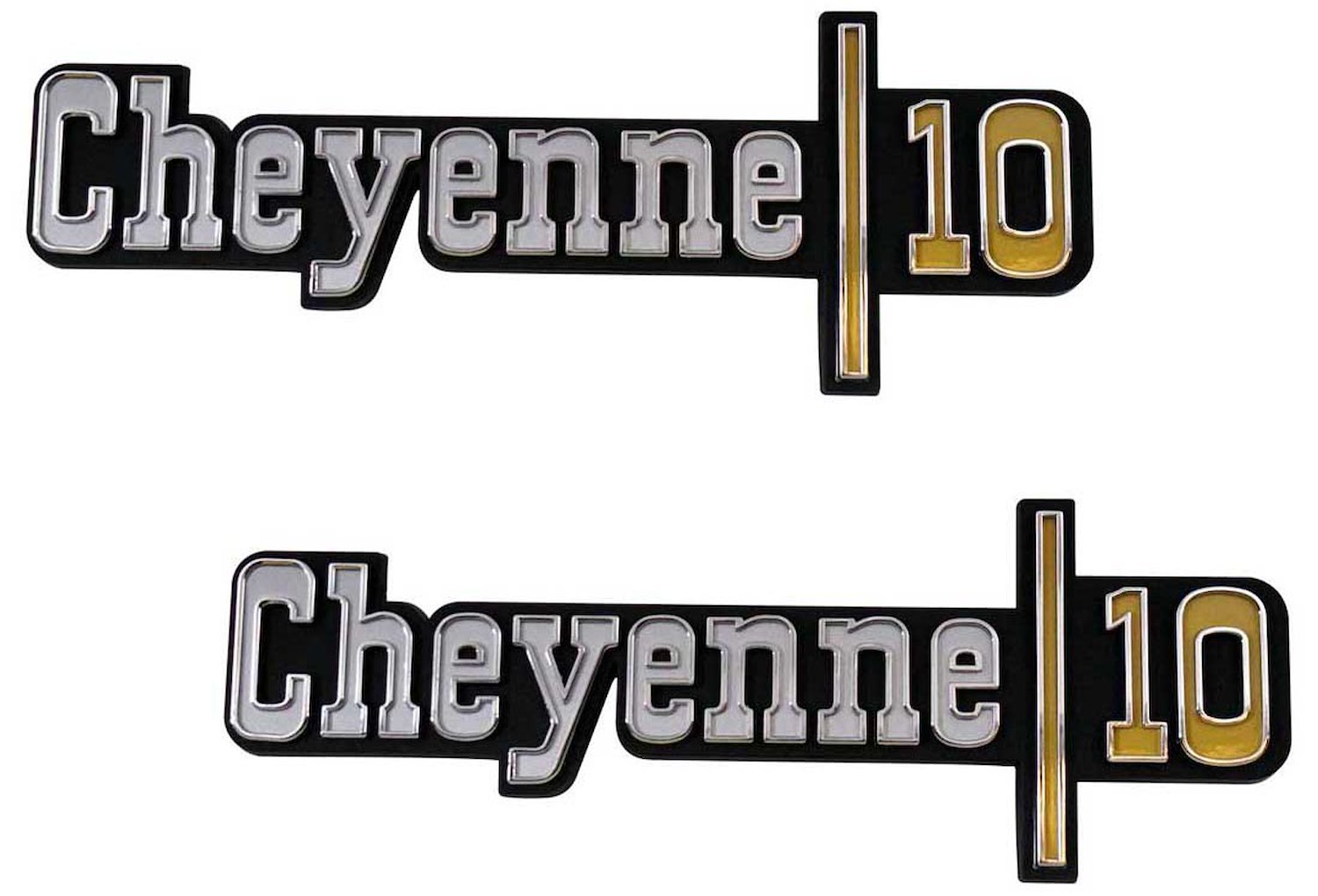 Front Fender Emblem Set 1973-1974 Chevy Cheyenne 1/2 Ton - "Cheyenne 10"