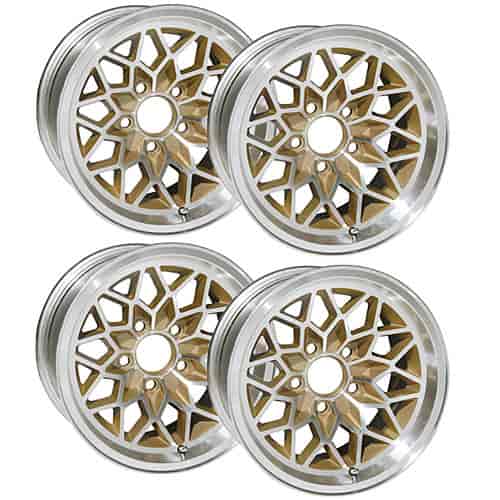 SFW179GLDV2S Snowflake Wheel Set [Size: 17" x 9"] Finish: Gold Painted Recesses & Gloss Clear Coat