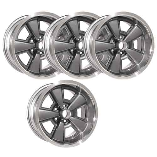 ZW179GUNS 5-Spoke Rally Wheel Set [Size: 17" x 9"] Finish: Gunmetal Gray w/Machined Lip