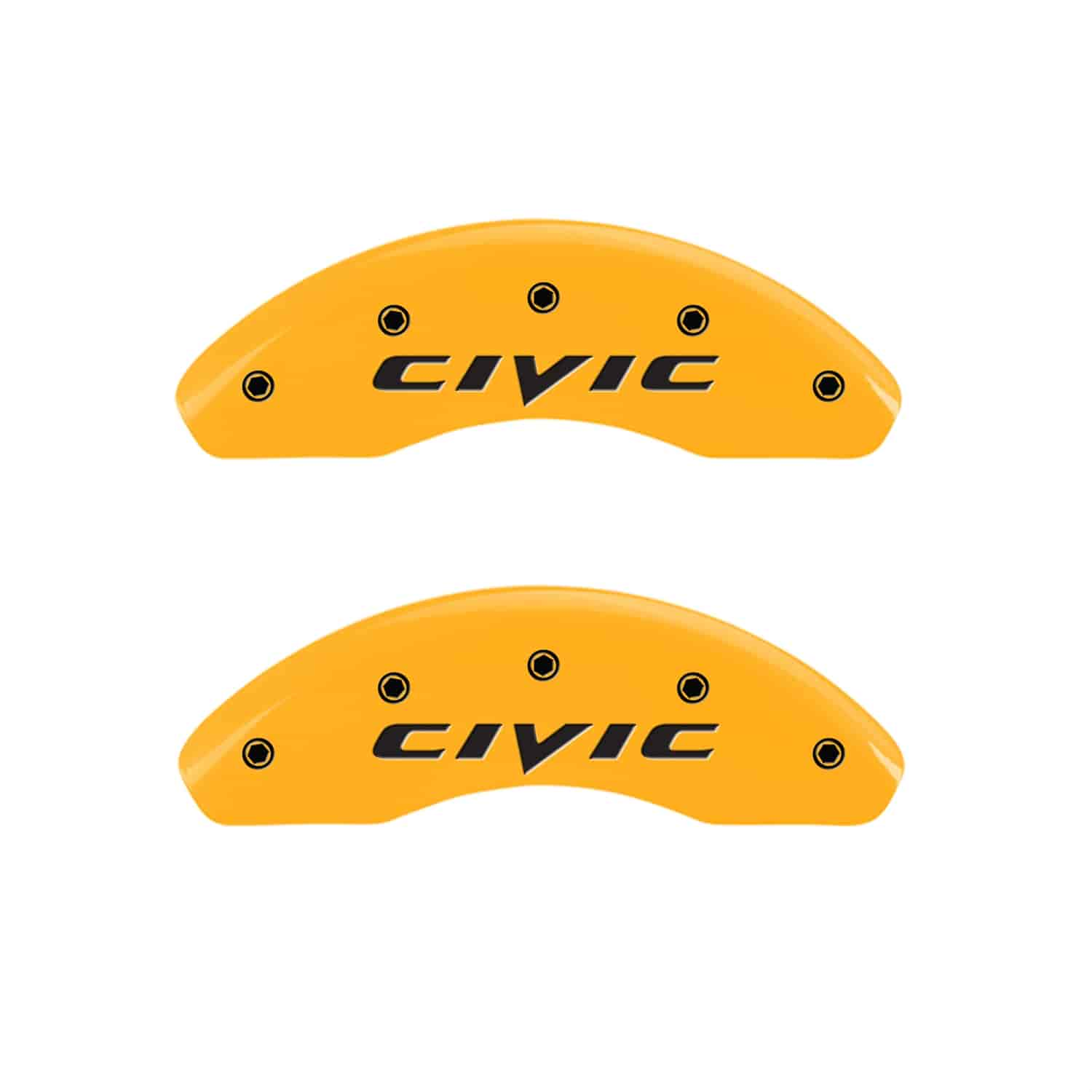 Front set 2 caliper covers Engraved Front 2015/Civic Yellow powder coat finish black characters