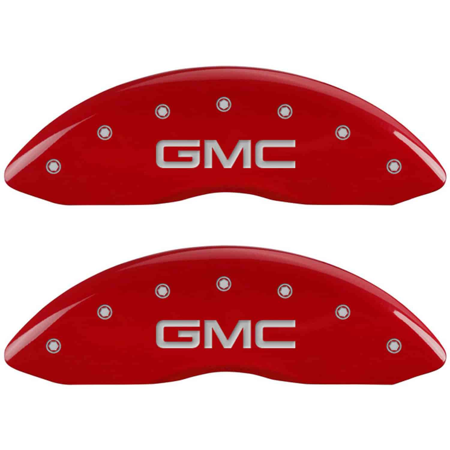 GMC/GMC Red Powder Coat Finish Silver Characters.