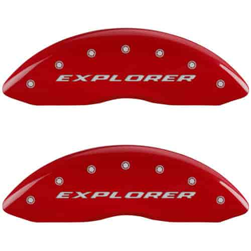 2014 FORD EXPLORER LIMITED - SET OF 4 CALIPER COVERS EXPLORER/EXPLORER RED POWDER COAT FINISH SILVER