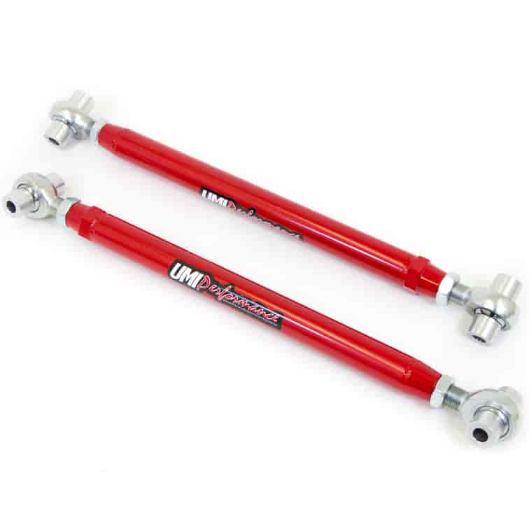 Double adjustable CrMo arms are 22 on center and 2.4 bushing width. Sway bar holes are ommitted for ultimate strength.