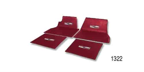 Custom Red Rubber Floor Mats with Crest Logo for 1955-1957 Chevy Tri-Five