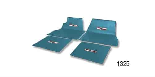 Custom Turquoise Rubber Floor Mats with Crest Logo for 1955-1957 Chevy Tri-Five