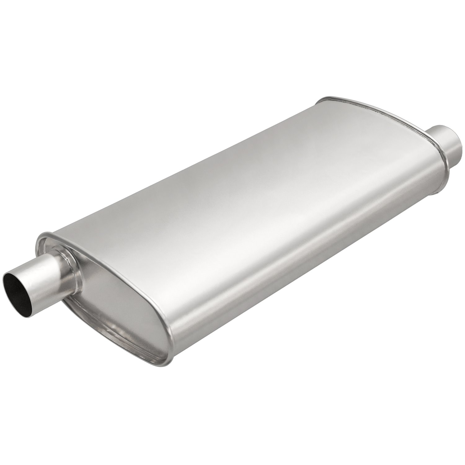 Universal Exhaust Muffler, Oval, Inlet/Outlet: 2.25 in./2 in.