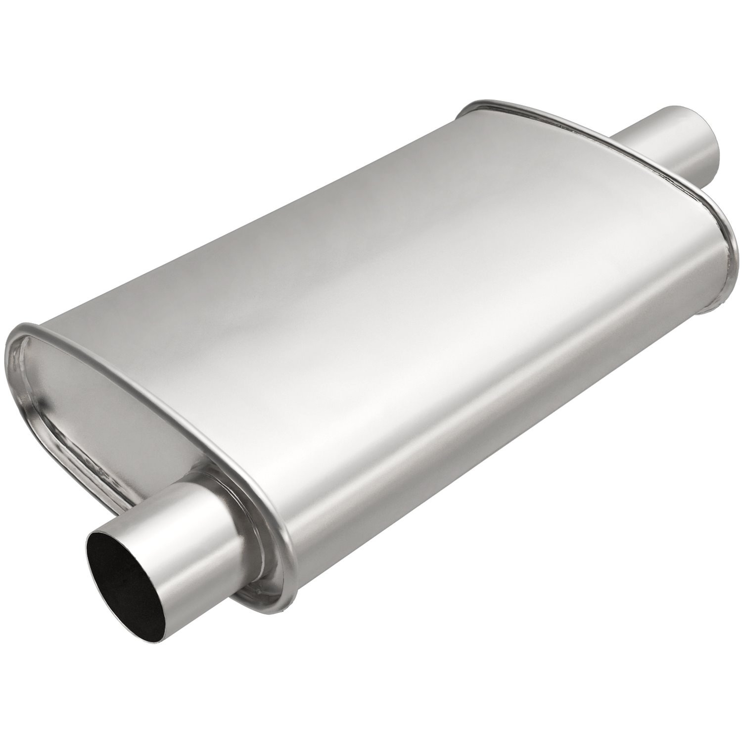 Universal Exhaust Muffler, Oval, Inlet/Outlet: 1.75 in.,