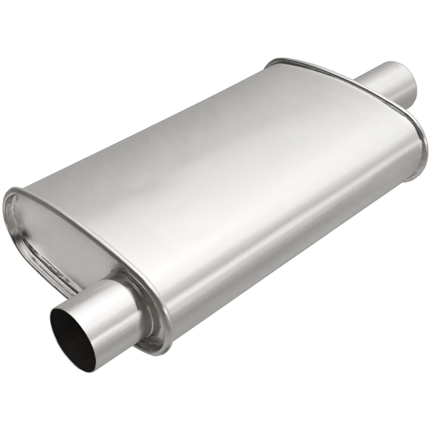 Universal Exhaust Muffler, Oval, Inlet/Outlet: 2.50 in./2.25 in. , Offset/Center