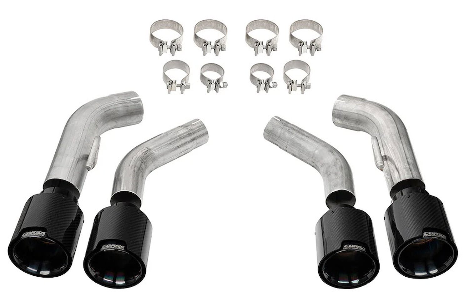 21835CFBLK Pro Series Clamp-On Exhaust Tips Fits Select Chevrolet Camaro SS, ZL1 6.2L [4.500 in. Quad Outlet, Carbon Fiber/Black