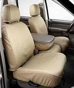 SeatSaver Custom Seat Cover Polycotton Taupe w/Bucket Seat w/Adjustable Headrest w/o Passenger Fold Flat Seat w/o Seat Airbags