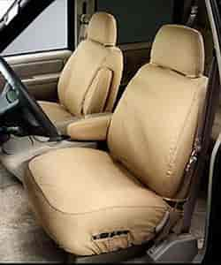 SeatSaver Custom Seat Cover Polycotton Beige/Tan w/Bucket Seat w/Cloth Adjustable Headrest w/o Armrest Covers