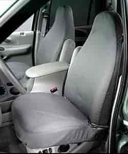 SeatSaver Custom Seat Cover Polycotton Misty Gray w/60/40 Bench Seat w/Adjustable Headrest w/o Fold Down Center Console