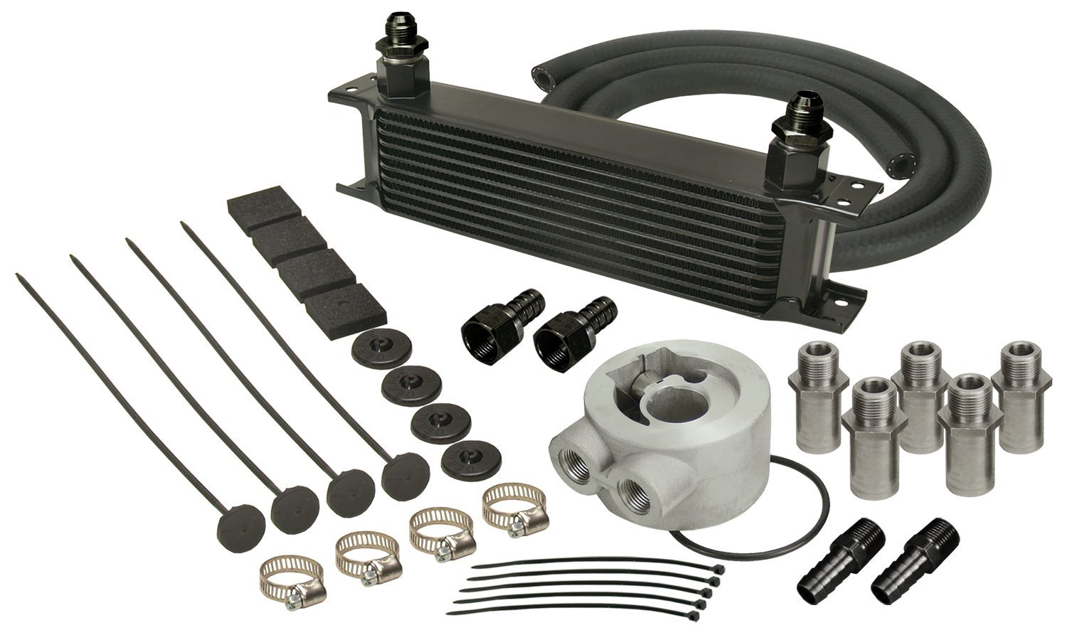 Engine Oil Cooler With Sandwich Adapter Kit Stacked