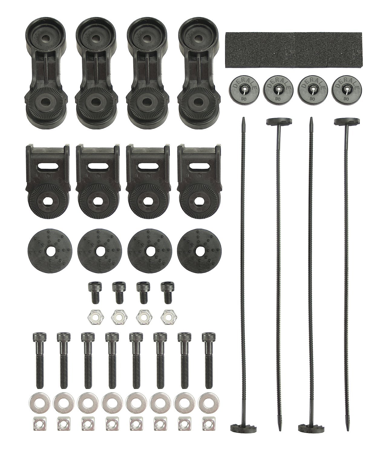 Single to Dual Fan Mounting Kit Includes: Ratcheting Brackets, Nylon Rods & Clips