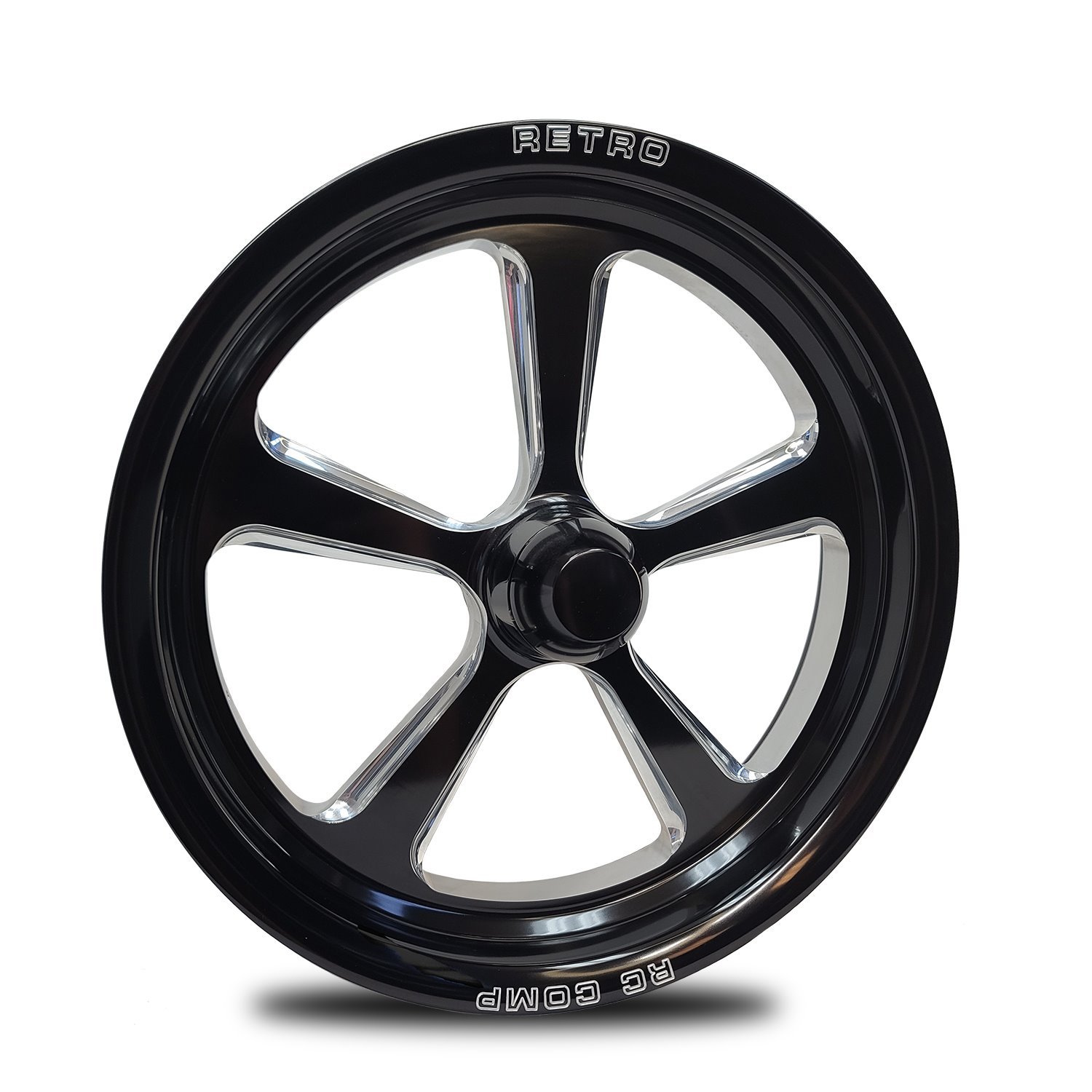 CS172209-10E Retro Eclipse Spindle-Mount Front Wheel [Size: 17" x 2.25"] Black Anodized w/ Machined Accents