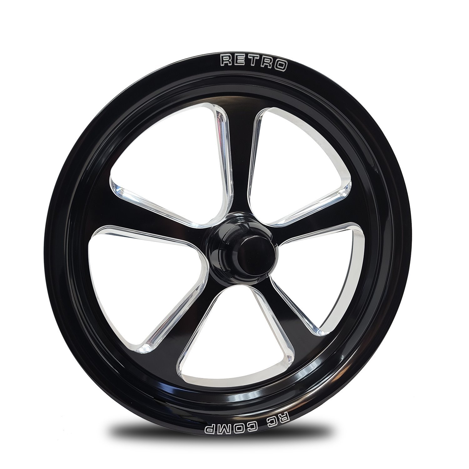 CS53504-10EP Retro Eclipse Prism Spindle-Mount Front Wheel [Size: 15" x 3.50"] Black Anodized w/ Polished/Machined Accents