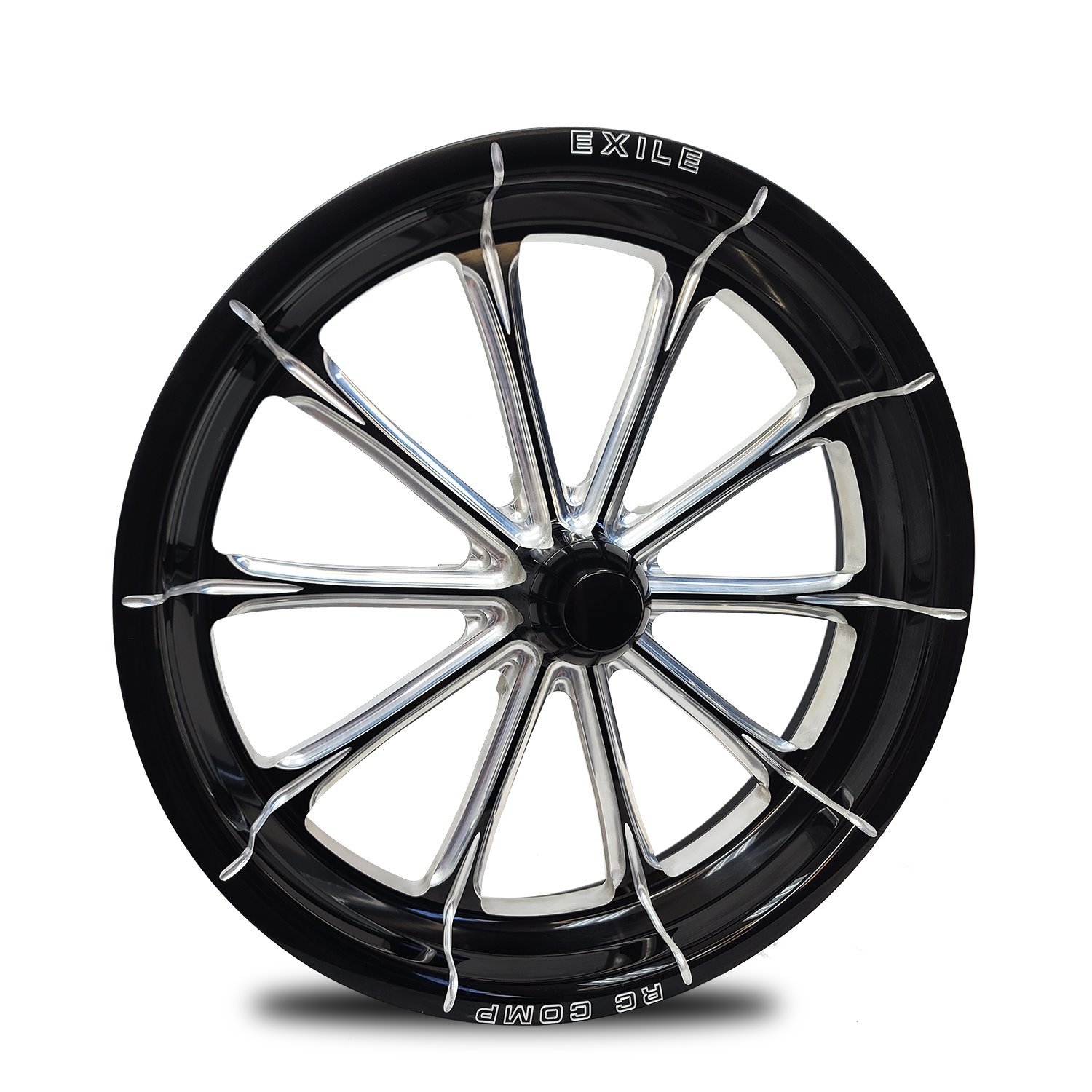 CS53509-02EP Exile Eclipse Prism Spindle-Mount Front Wheel [Size: 15" x 3.50"] Black Anodized w/ Polished/Machined Accents