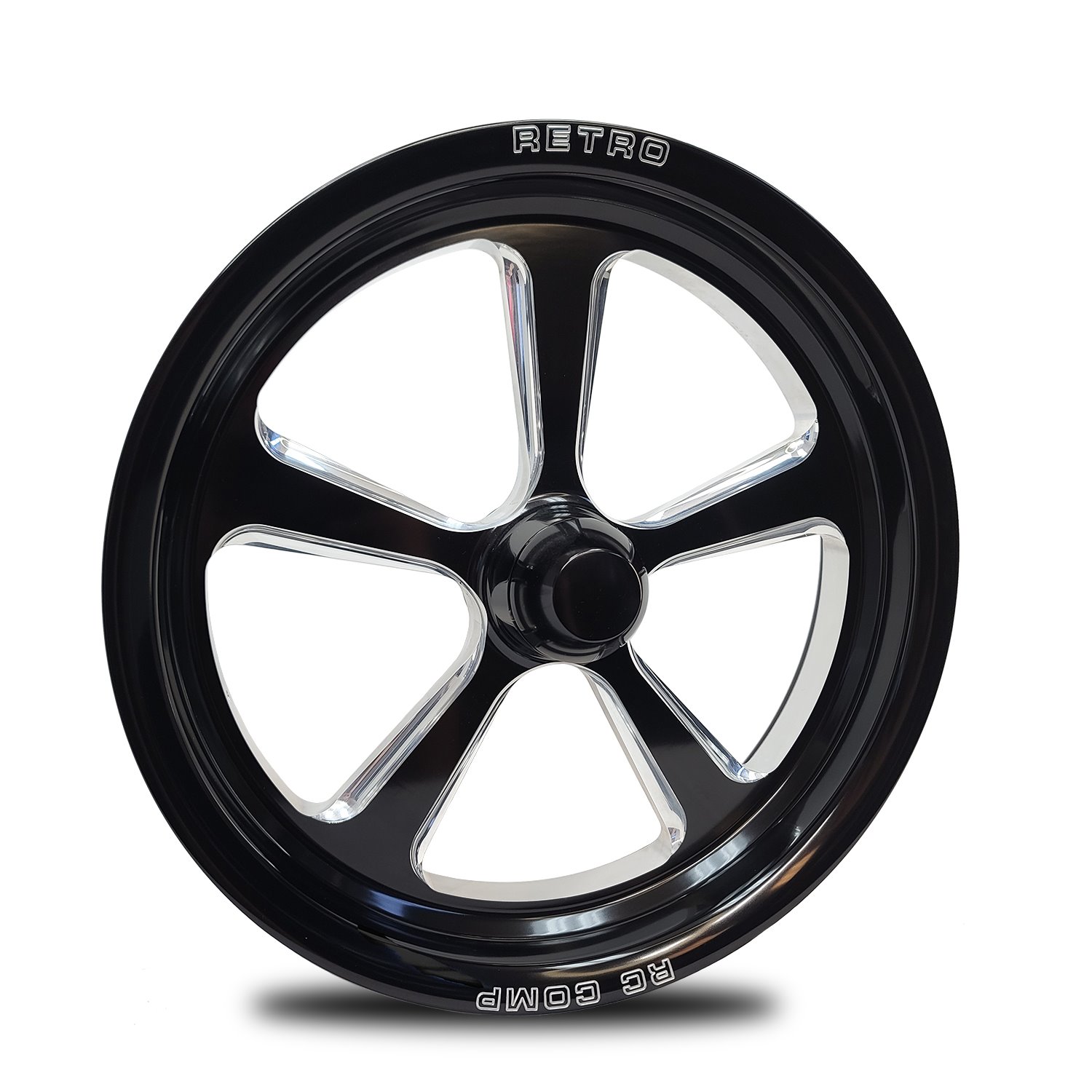 CS53509-10EP Retro Eclipse Prism Spindle-Mount Front Wheel [Size: 15" x 3.50"] Black Anodized w/ Polished/Machined Accents