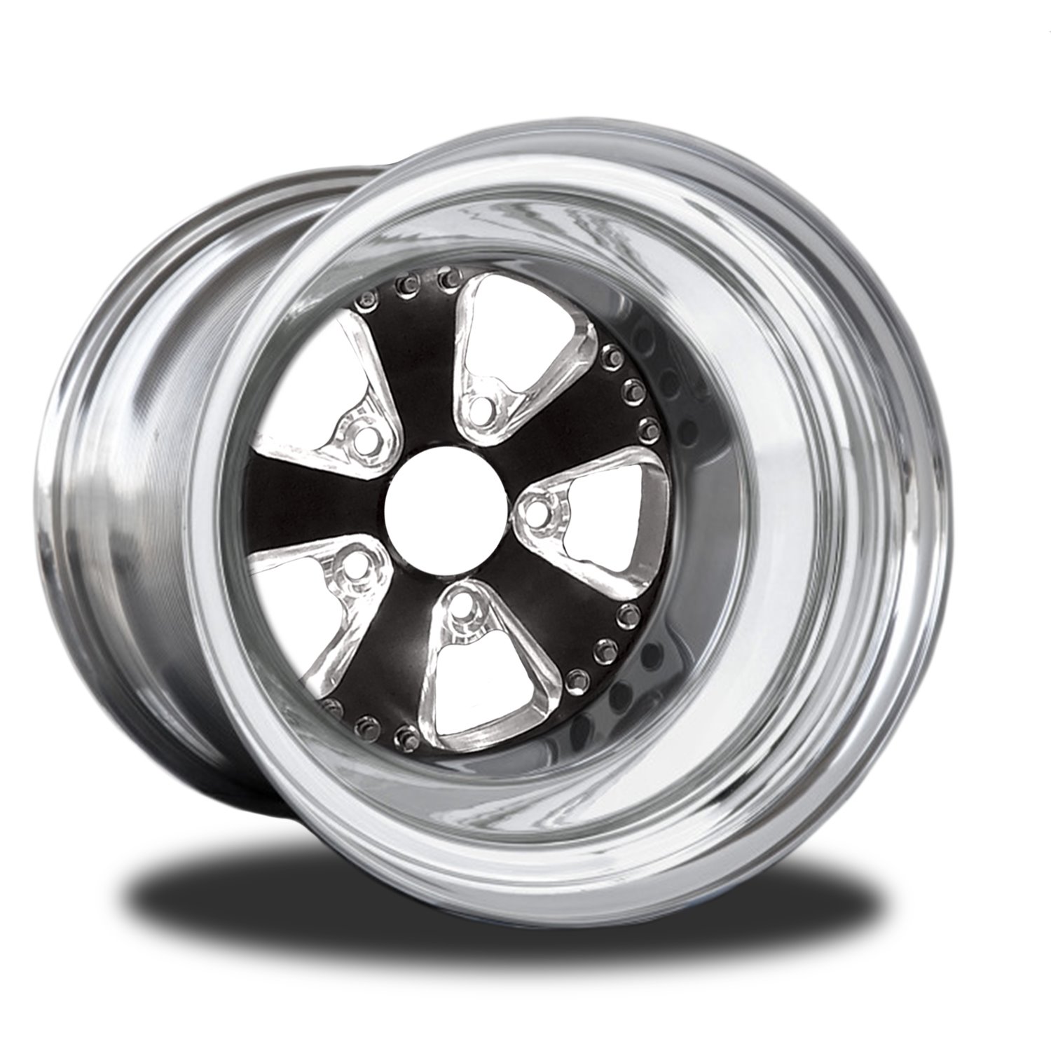 CSA551P-10E Retro Eclipse Non-Beadlock Rear Wheel [Size: 15" x 8"] Black Anodized w/ Machined Accents & Polished Barrel