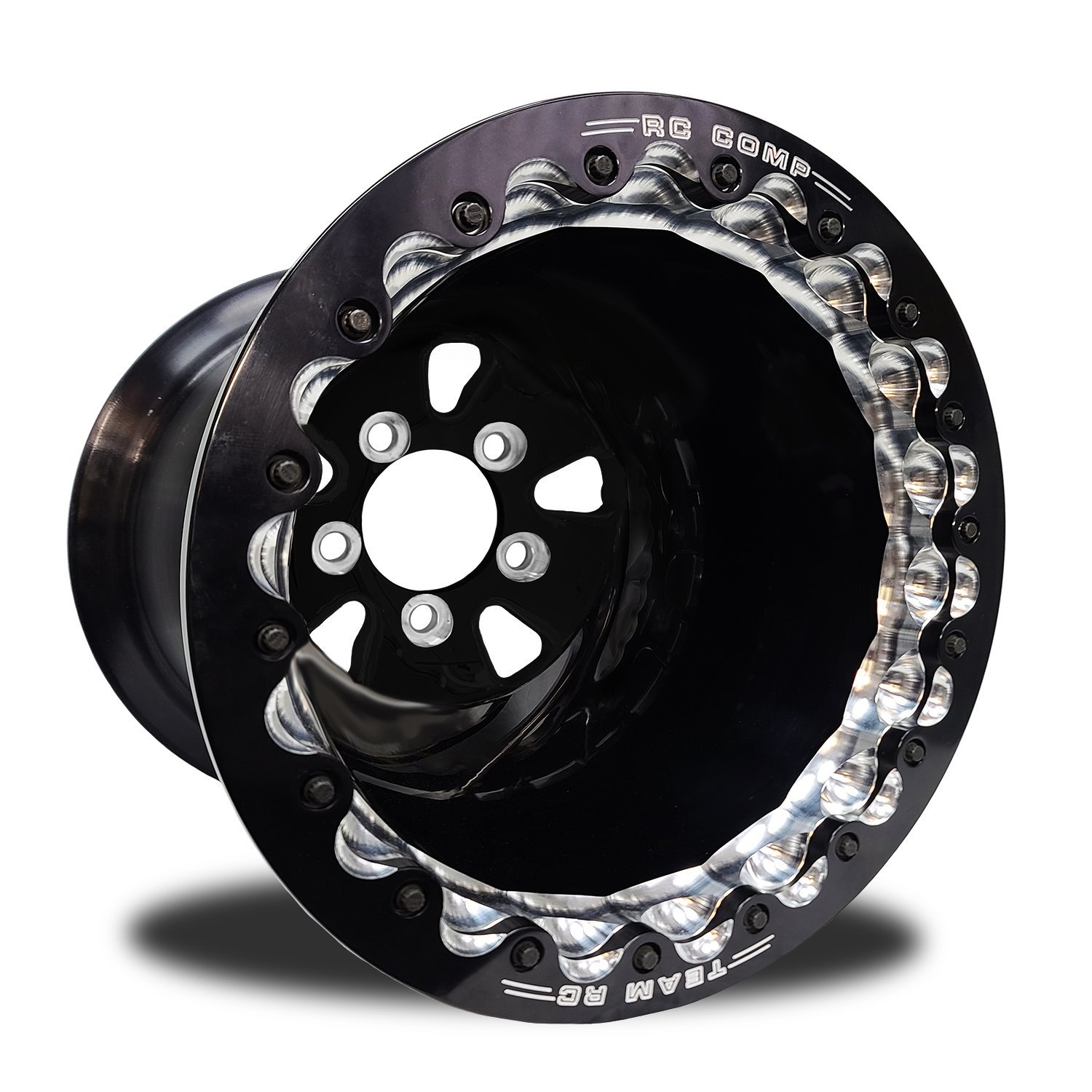 CSM50113B-E F-5 1-Piece Forged Double-Beadlock Rear Wheel [Size: 16" x 16"] Solid Black Anodized w/ Black Barrel