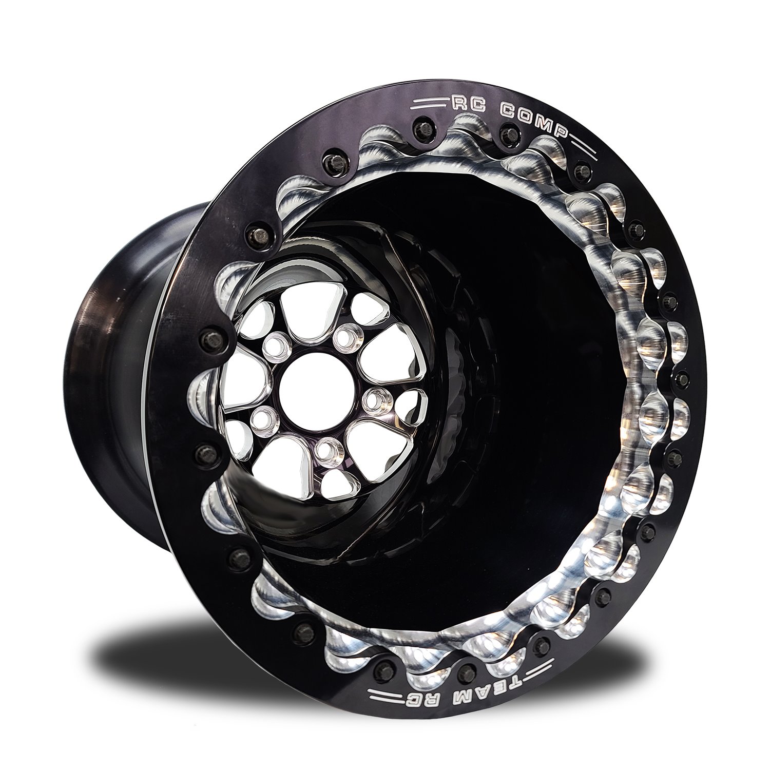 CSM50212E-E F-5 1-Piece Forged Double-Beadlock Rear Wheel [Size: 16" x 16"] Anodized w/ Machined Accents w/ Black Barrel