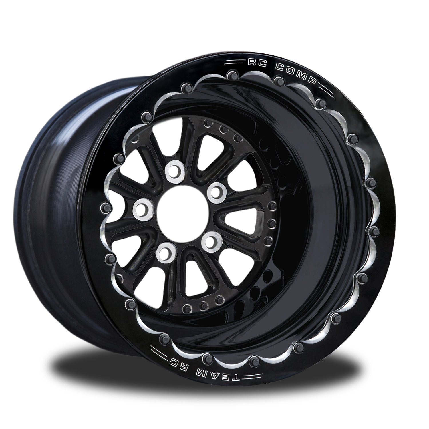 CSA556B2E-02B Exile Black Double-Beadlock Rear Wheel [Size: 15" x 8"] Black Anodized w/ Black Barrel