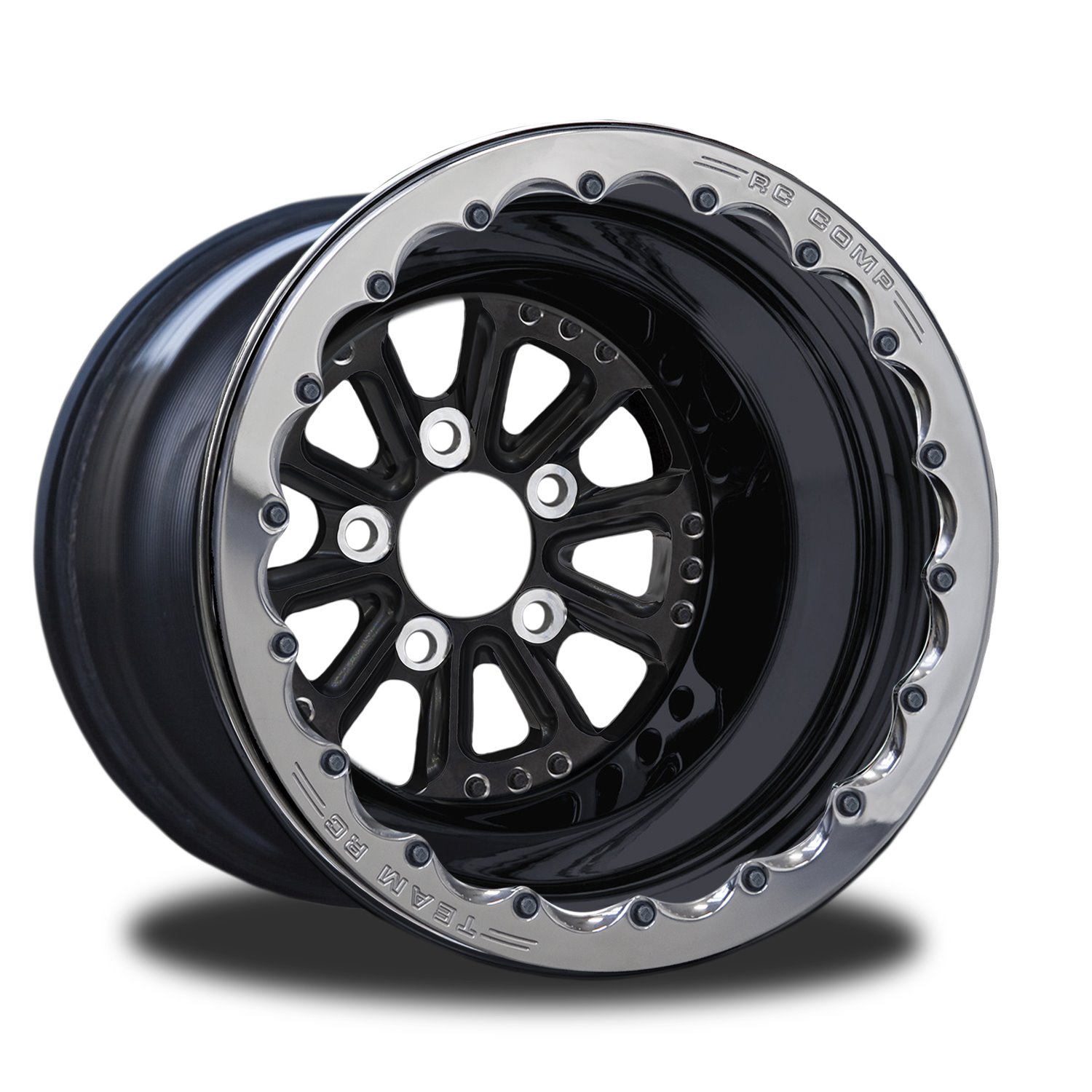 CSA555B2P-02B Exile Black Double-Beadlock Rear Wheel [Size: 15" x 8"] Black Anodized w/ Black Barrel